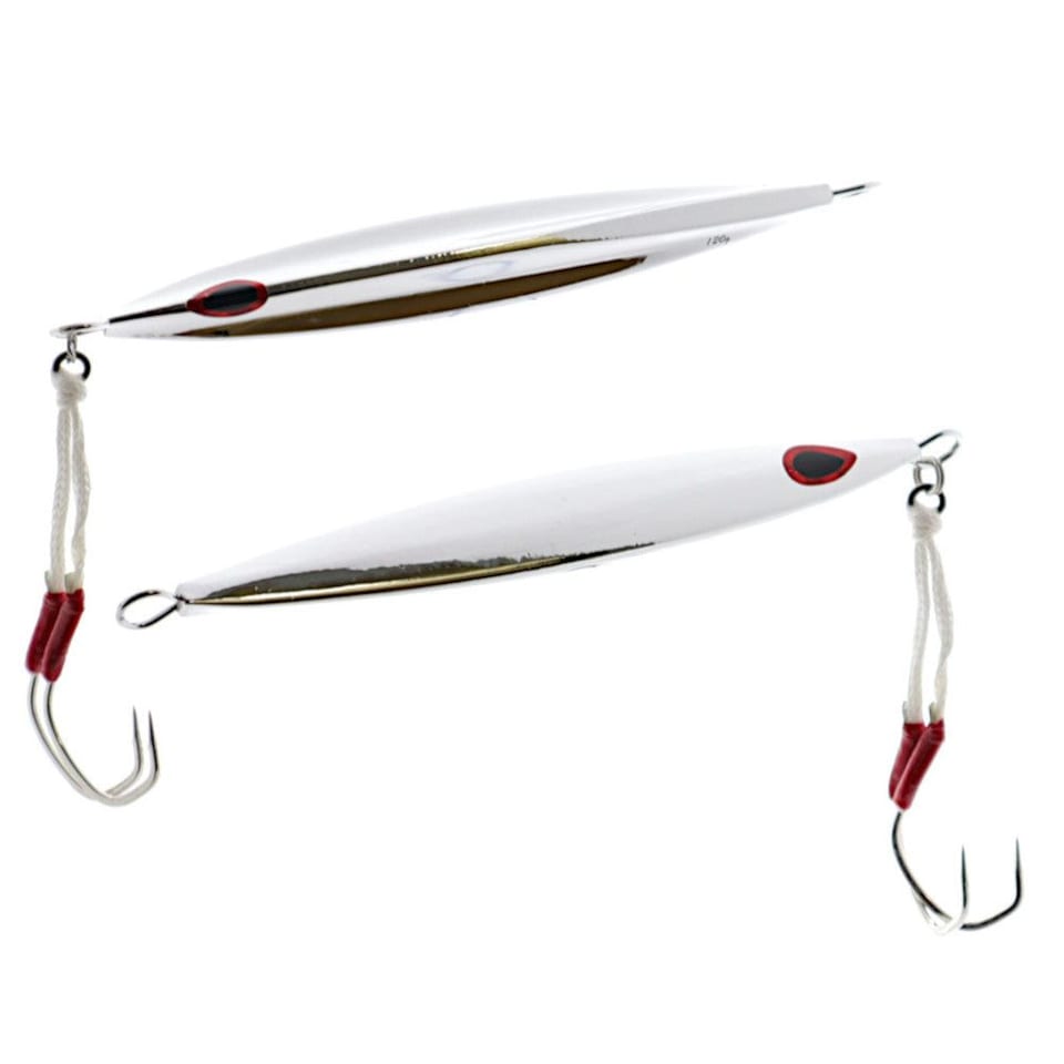 Williamson Kensaki Jig, UV Silver, rigged with assist hooks
